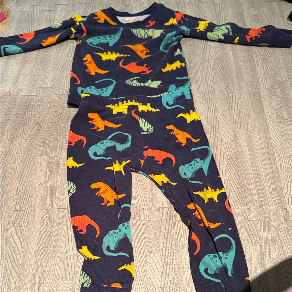 Old Navy Kids Dinosaur Pajama Set - Navy with Multicolor Dinosaurs